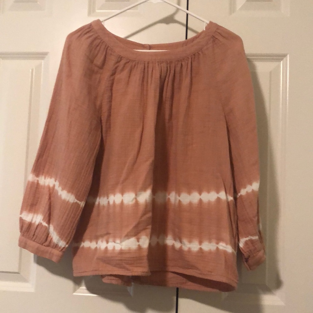 Madewell Women’s Tie-Dye Lightspun Wide-Neck Cuffed-Sleeve Top Size Small.